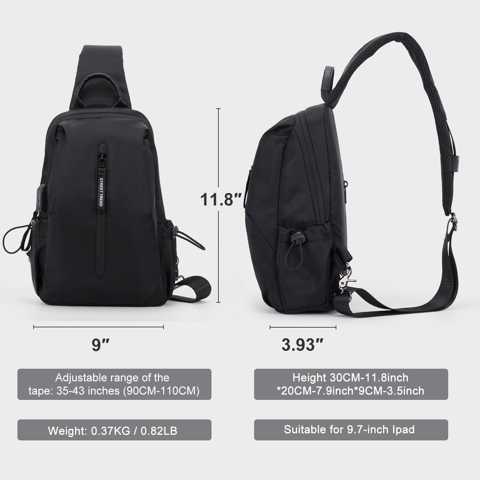 WEPLAN Sling Bag for Men,Crossbody Bag for Women,Chest Bag Daypack for Travel Sport Hiking Sling Backpack