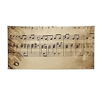 Music Notes on Old Paper print Party Banner Happy Birthday Banner Christmas Banner Birthday Bunting Party Decorations Backdrop for Christmas Wedding Home Decor Birthday Party Supplies