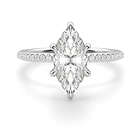 Siyaa Gems 3 CT Marquise Infinity Accent Engagement Ring Wedding Eternity Band Vintage Solitaire Silver Jewelry Halo Setting Anniversary Praise Ring Gift