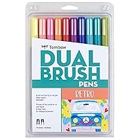 Tombow 56217 Dual Brush Pen Art Markers, Retro, 10-Pack. Blendable, Brush and Fine Tip Markers