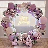 146pcs Dusty Purple Balloon Garland Arch Kit, Double-stuffed Pink Sand White Chrome Rose Gold Balloons for Wedding Birthday Baby Shower Bachelor Bridal Shower Lavender Party Decorations