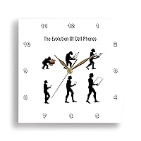 3dRose Wall Clock Silent - 13 inch - Evolution of Man and Cellphone - Art - Cellphones and Man