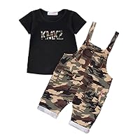 Baby Boys 2 Piece Overall Set Short Sleeve Top + Camouflage Shortall