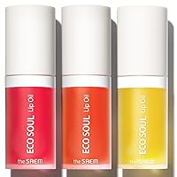 THESAEM Eco Soul Lip Oil 3 Combo Set (01 Honey + 02 Berry + 03 Grapefruit) - Plumping & Hydrating Lip Oil to Nourish & Moisturize Lips - Lips Soft & Glossy for Dry Lips, 0.21 fl.oz.