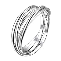 Suplight Interlocked Rolling Rings, Sterling Silver Rings for Women Simple Fidget Ring Plain Stardust Band Rings Stacking Ring for Women Men Size 4 to 12 (with Gift Box)
