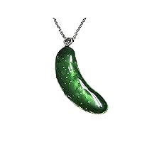 Large Green Pickle Pendant Necklace