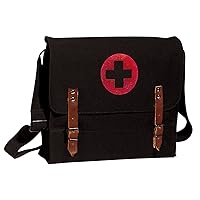 Rothco Canvas Red Medics Cross Messenger Shoulder Bag, Black