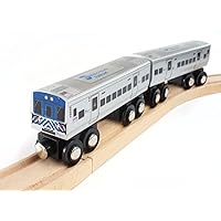 Munipals Metro North Railroad Wooden Railway M7 2-car Set–Child Safe and Tested Wood Toy Train