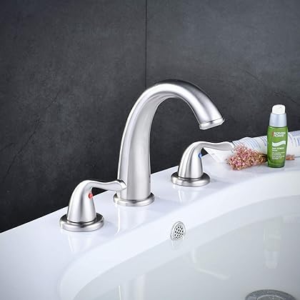 Brushed Nickel Bathroom Faucet Widespread Vessel Sink Faucet for Bathroom 3 Hole