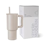 Simple Modern 30 oz Tumbler with Handle and Straw Lid | Insulated Cup Reusable Stainless Steel Water Bottle Travel Mug Cupholder Friendly | Gifts for Women Men Him Her | Trek Collection | Almond Birch