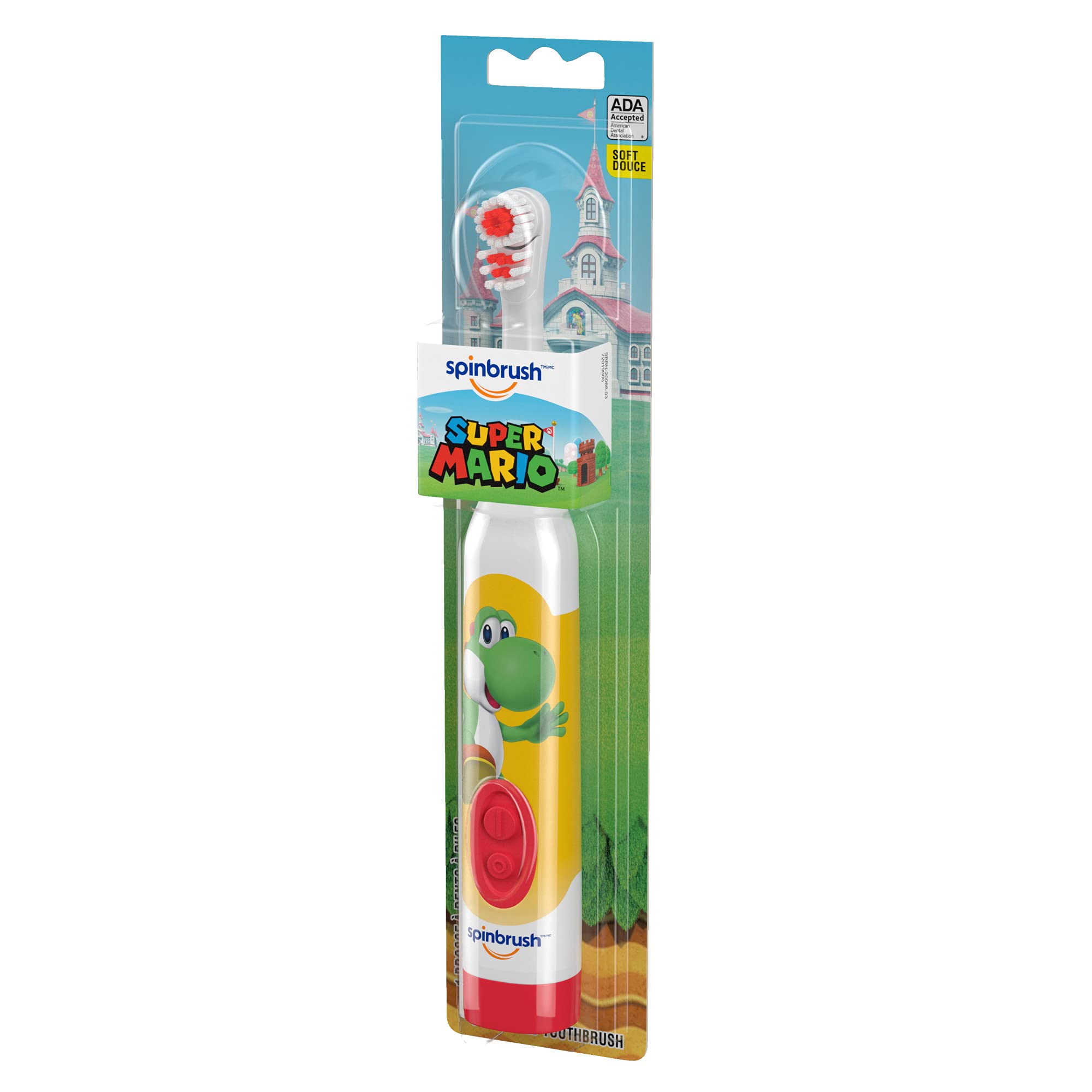 Super Mario Kid’s Spinbrush Electric Battery Toothbrush, Soft, 1 ct, Character May Vary