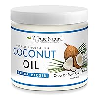 Extra Virgin Organic Unrefined Raw Coconut Oil (16 oz) for Skin, Hair, Cuticles, Scalp & Foot| Moisturizes & Nourishes Skin | Use In Massage, Oil Carrier & DIY Skin Care Recipes