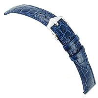 14mm Hirsch Crocograin Blue Genuine Leather Padded Stitched Watch Band