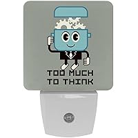Funny Cartoon Robot Gear Night Light (Plug-in), Smart Dusk to Dawn Sensor Warm White LED Nightlights for Hallway Bedroom Kids Room Kitchen Hallway, 2 Packs