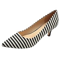 Womens Stripe Slip On Shoes Slip On Office Pumps Pointed Toe Wedding Dress Party