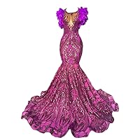 Women's Sleeveless Sequines Mermaid Evening Dress Party Prom Gown Pageant Celebrity Dress