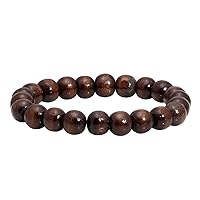 MILAKOO Mens Womens 10mm Brown Wood Beads Bracelet for Tibetan Buddhist Prayer Mala Meditation