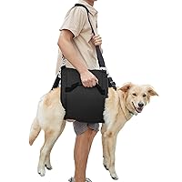 Dog Carry Sling, Emergency Backpack Pet Legs Support & Rehabilitation Dog Lift Harness for Nail Trimming, Dog Carrier for Senior Dogs Joint Injuries, Arthritis, Up and Down Stairs(2XL, Black)