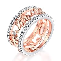 Uloveido Cute Cubic Zirconia Elephant Ring Rose Gold Plated Lucky Animal Rings for Women RA083