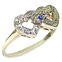 925 Sterling Silver Natural Sapphire Womens Sweetheart Ring - Sizes 4 to 12 Available