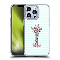 Head Case Designs Officially Licensed Monika Strigel Green Flower Giraffe and Stripes Soft Gel Case Compatible with Apple iPhone 13 Pro and Compatible with MagSafe Accessories