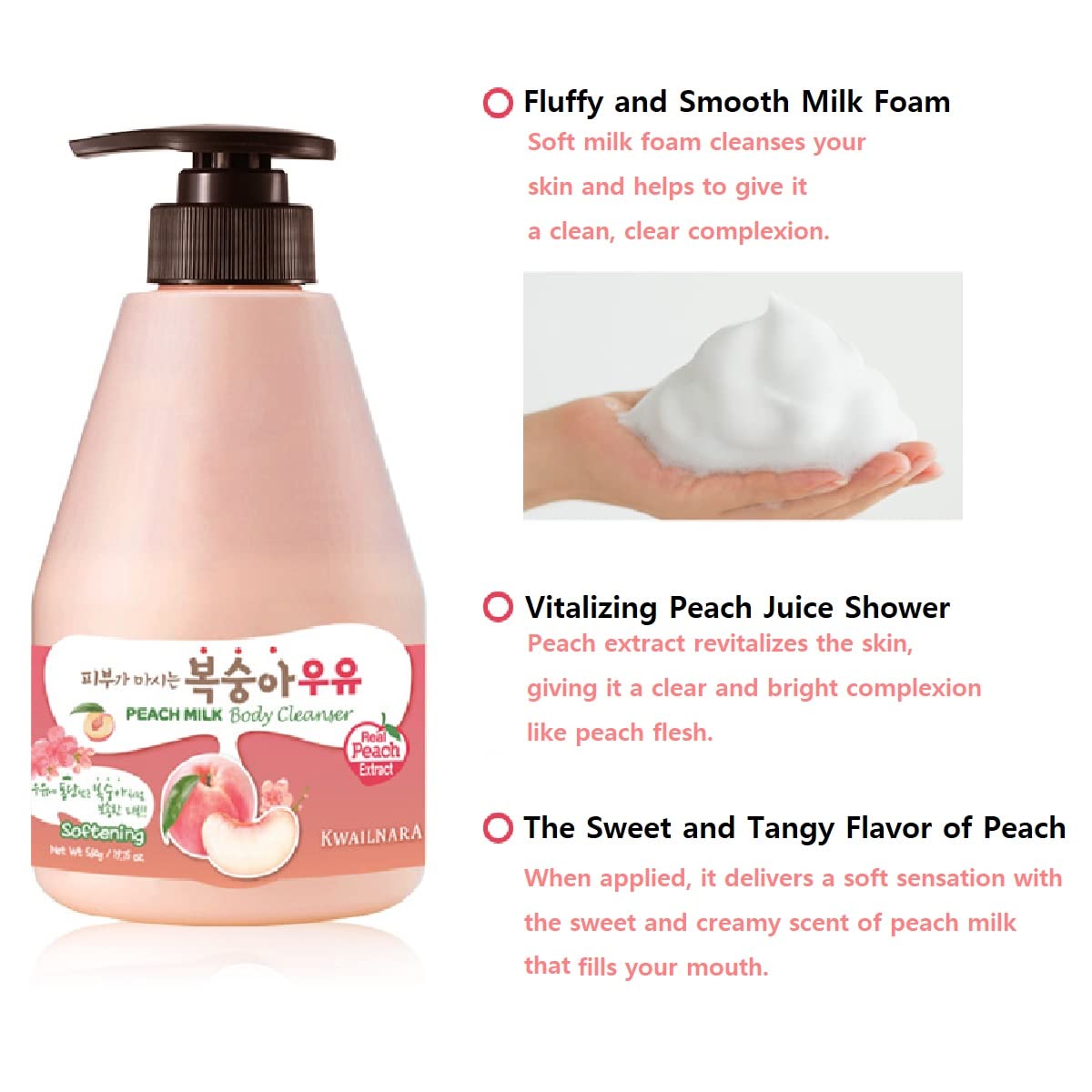 WELCOS KWAILNARA Peach Milk Body Cleanser 560 g / 19.75 oz.