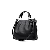 Oiilllnsstb Bags Ladies, Soft Casual Tote Shoulder Messenger Bags Women Small Bucket Leather Handbags Women Women Gloves (Color : Black)