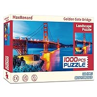 MaxRenard Game 1000 Pieces Jigsaw Puzzles Golden Gate Biridge with Glue Sheets