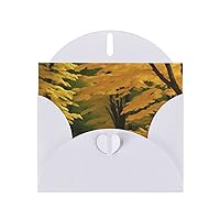 Autumn Tree Print Blank Greeting Cards, Love Buttons, Pearl Paper Envelopes Suitable For Various Occasions - Anniversary Cards, Thank You Cards, Holiday Cards, Wedding Cards, Congratulations, And More