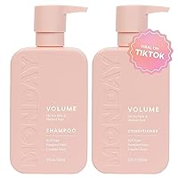 Volume Shampoo + Conditioner Set (2 Pack) 12oz Each for Thin, Fine, and Oily Hair, Made from Coconut Oil, Ginger Extract, & Vitamin E, 100% Recyclable Bottles