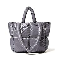 Large Puffer Tote Bag Winter Soft Puffer Down Padding Shoulder Bags Trendy Luxury Quilted Padded Handbags for Women