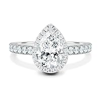 Kiara Gems 3 CT Pear Colorless Moissanite Engagement Ring for Women/Her Wedding Bridal Ring Sets, Eternity Sterling Silver Solid Gold Diamond Solitaire 4-Prong Sets, for Her