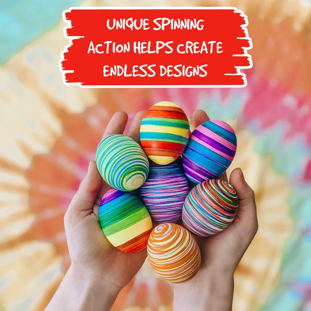 The EggMazing Easter Egg Mini Decorator Kit Arts and Crafts Set - Includes Egg Decorating Spinner and 6 Markers [Packaging May Vary]