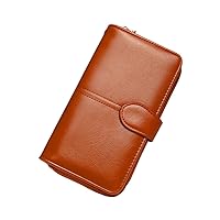 Andongnywell Clearance Women's RFID Blocking Large Capacity Luxury Wax Real Leather Clutch Card Holder Ladies Purse