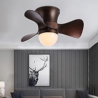 Reversible Fan with Ceiling Light and Remote Control Kids 6 Speeds Bedroom Led Dimmable Fan Ceiling Light with Timer Modern Living Roomt Ceiling Fan Light/Brown