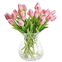 30 pcs Real-Touch Artificial Tulip Flowers Home Wedding Party Decor (Dark Pink)
