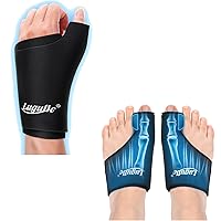 Wearable Thumb Wrist Ice Pack-Hot Cold Compress Hand Finger Ice Pack and Luguiic 2 Pack Foot Ice Pack Wrap Bunion Corrector for Women & Men,