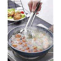 Stainless Steel Colander Sieve With Tong Multifunctional Mesh Strainer Slotted Spoon, Long Handle Oil-Frying Filter Clip,
