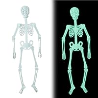 Glow in The Dark Skeleton 59.06 Inch Halloween Skeleton Life Size Hanging Luminous Skeleton Full Body Skeleton Halloween Skeleton