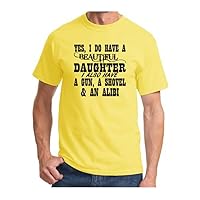 Yes I Do Have A Beautiful Daughter A Gun Shovel Funny T Shirt Father's Day Gun Yellow XL