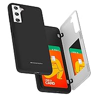 GOOSPERY Magnetic Door Bumper Case Compatible with Galaxy S21 Case, Card Holder Wallet Case, Easy Magnet Auto Closing Protective Dual Layer Sturdy Phone Back Cover (Black)