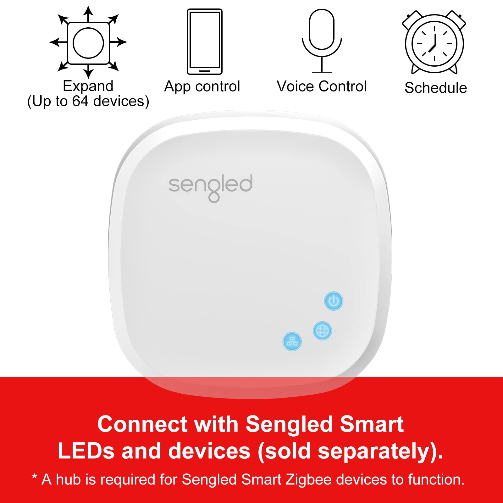 Sengled Use Products, Compatible with Alexa and Google Assistant, Homekit, Siri, Smart Hub, 1 Pack, White