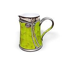 Handmade Green Pottery Pitcher - Wheel Thrown Clay Jug with Abstract Decoration - Danko Art Pottery - Unique Home & Dining Decor (1400ml/47 oz capacity)