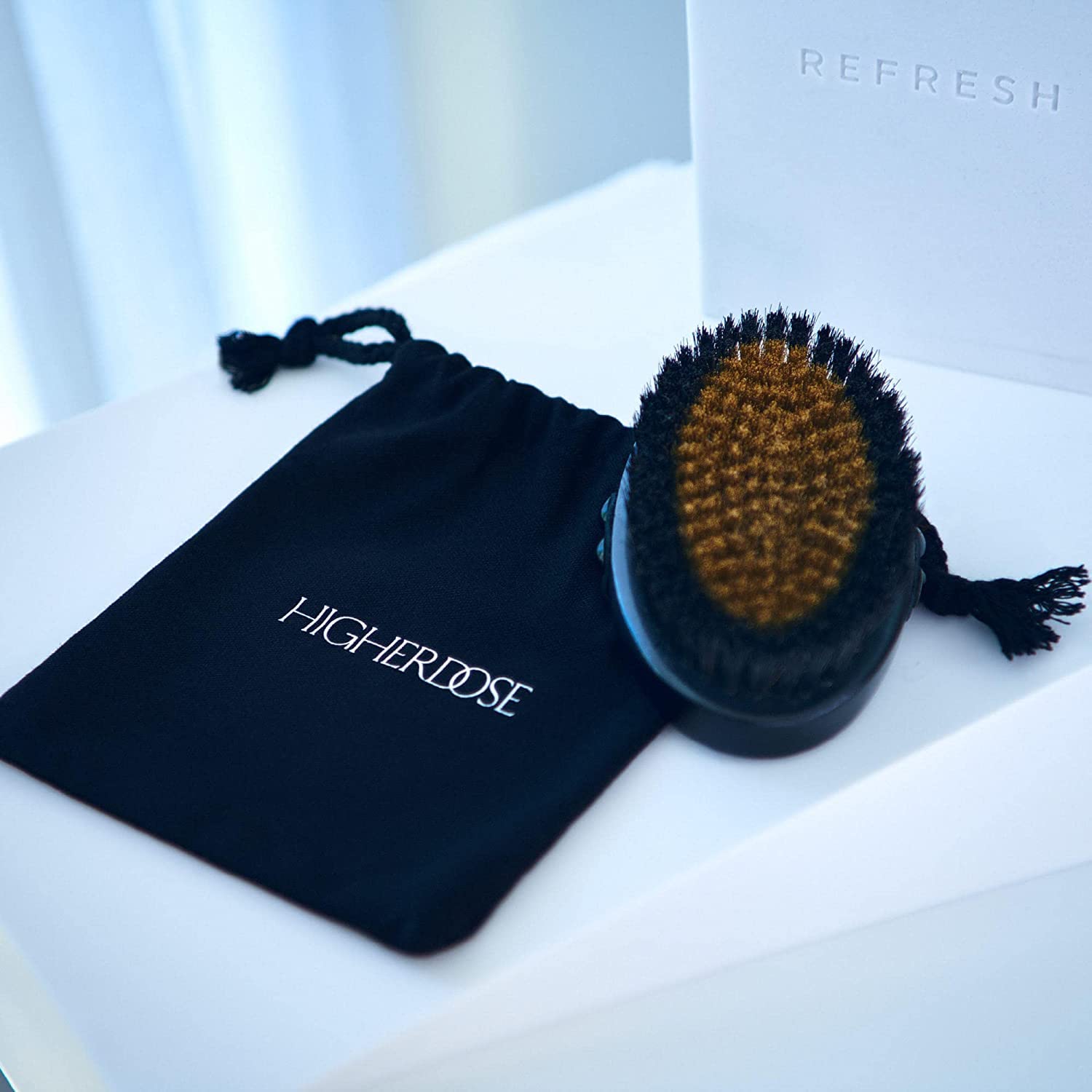 HigherDOSE Supercharge Copper Body Brush - Lymphatic Drainage Brush to Accelerate Drainage of Toxins & Fat - Exfoliating Brush to Reduce Cellulite & Soften Skin - Dry Brush with Ion Charged Bristles