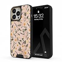 BURGA Elite Phone Case Compatible with iPhone 14 PRO MAX - Peach Marble Flowers Floral- Cute But Tough with CloudGuard 2-in-1 Defense System - iPhone 14 PRO MAX Protective Scratch-Resistant Hard Case