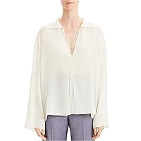 Theory Womens Chiffon Sailor Pullover Blouse, White, Small