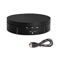 BENBOR Electric Rotating Turntable Display Stand Photography Display Stand for Products and Jewelry-22 lb Load Dia 5.7inch 90/180/360 Degree Adjustable Rotating Display Stand with background board 