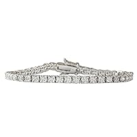 3.55 Carat Natural Diamond (F-G Color, VS1-VS2 Clarity) 14K White Gold Luxury Tennis Bracelet for Women Exclusively Handcrafted in USA