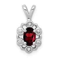 925 Sterling Silver Polished Open back Garnet and Diamond Pendant Necklace Jewelry Gifts for Women