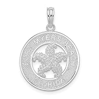 Sterling Silver Fort Myers Beach, FL Circle with Starfish Charm 25 x 18 mm